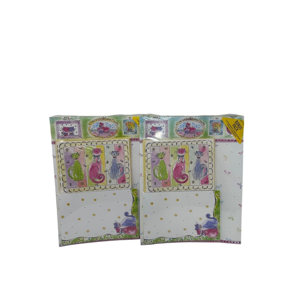 Vintage American Greetings Cat Stationery‎ 2 Sets Notepads Notes Envelopes NOS